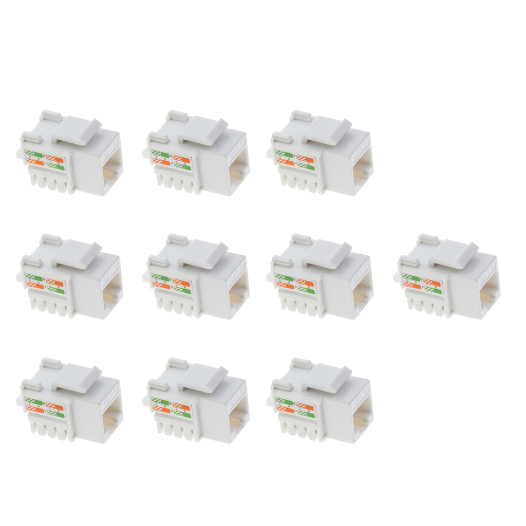 RJ45 Cat6 Keystone  Ethernet Punch Down Cat6 Network Module Adapter - 10 pack