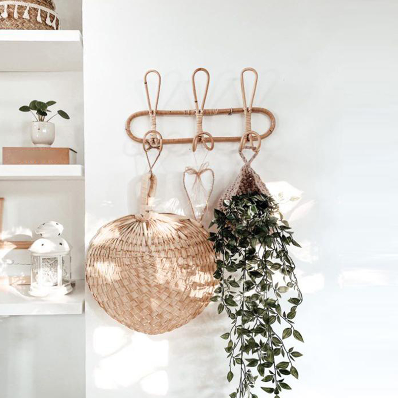 Vintage Rattan Clothes er Kids Garments Organizer Rack Rattan Wall Hooks Clothes Hat ing Hook Room Bathroom Decor