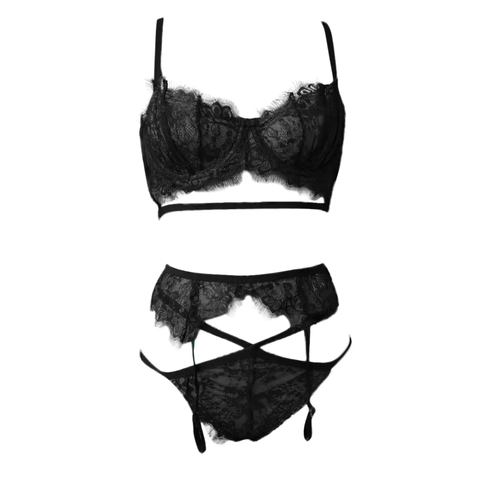 2021 Bras Sets Women Sexy Lingerie Fashion Lace Black Underwear Set ...
