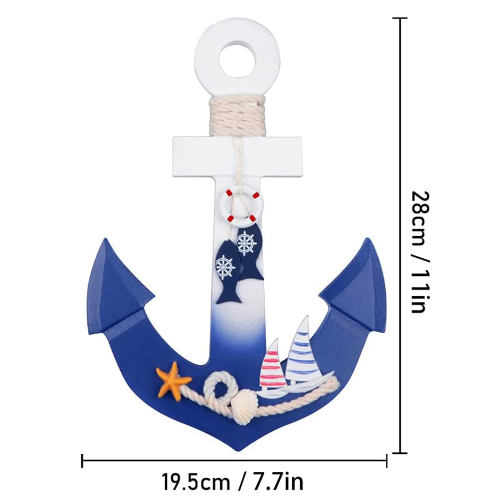 Деревянный якорь с веревкой, Морская Лодка, рулевой руль, тема пляжа,  Настенный декор, дверь, подвесное украшение, искусственное украшение