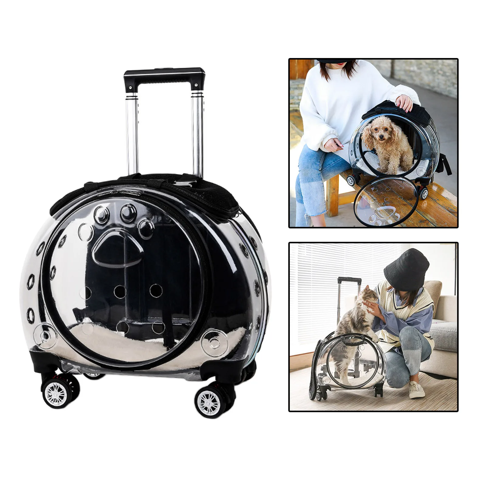 Pet Trolley Case Carrier for Cats and  Ventilated Cat Backpack Carrier, Comfort for Travel Hiking Walking Outdoor