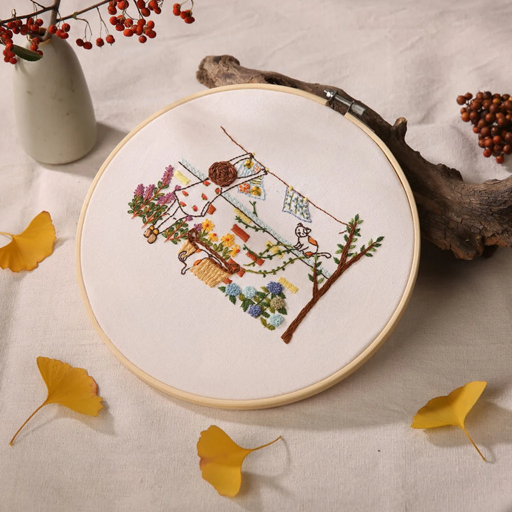 3D Embroidery Cross Stitch Kits, DIY Needlework Kit, Pre-print Patterns Home Decoration Frameless