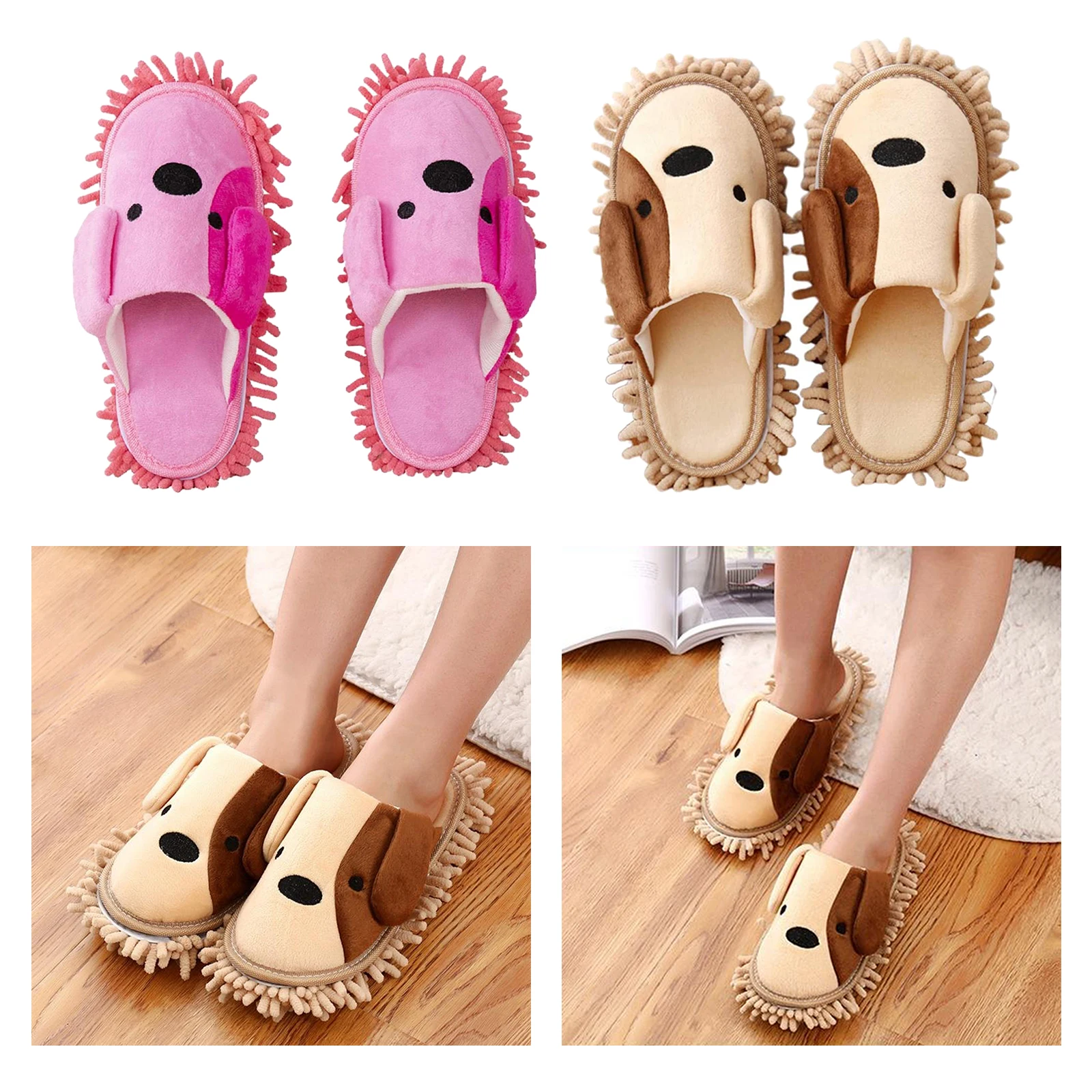 1 Pair Mop Slippers Washable Reusable Floor Dust Cleaning Shoe Slippers for Women Men