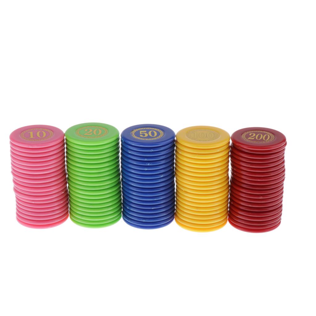 5-Colors Counters Printed Face Value w/ Storage Box for Counting Tokens 100