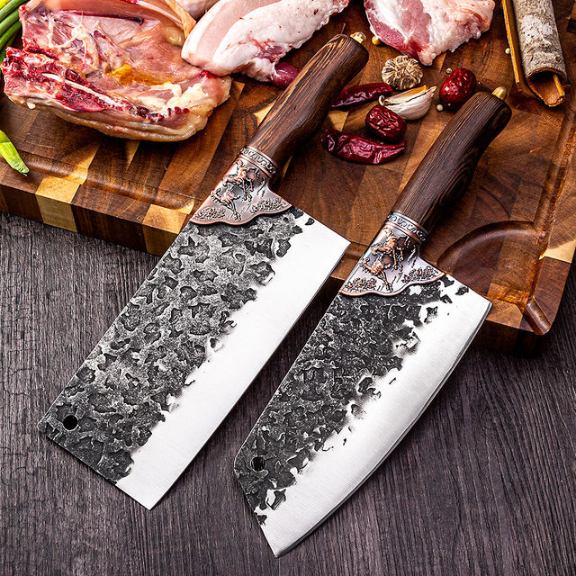 Longquan ghost top hand for bright surface fish jump longmen carving knife cutting dual purpose hand forging sharp kitchen knife