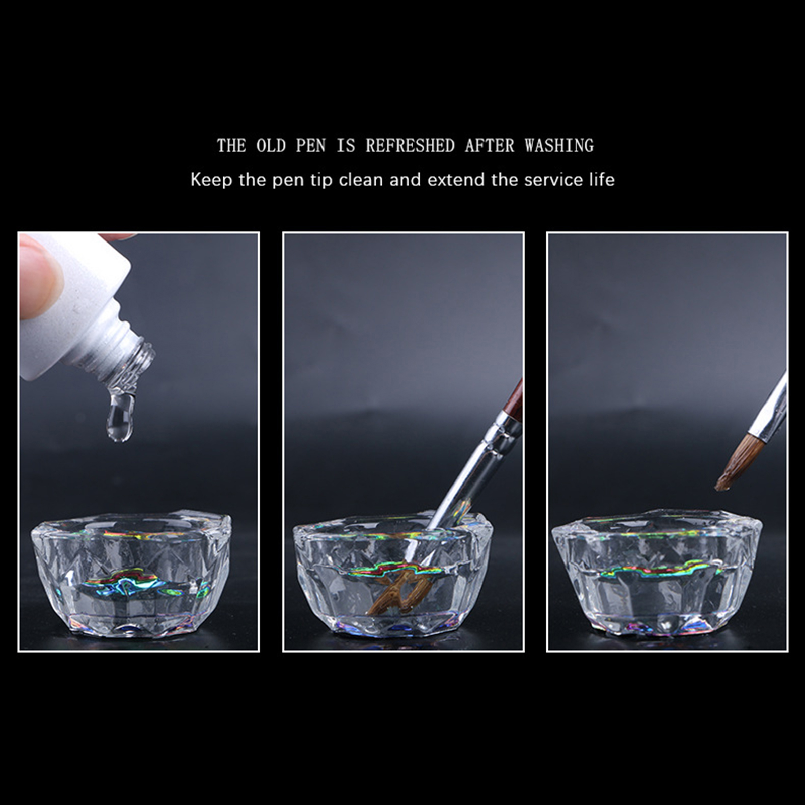 Liquid Powder Dappen Dish Crystal Glassware with Lid for Nail Art Dappen Dish Bowl Glass Crystal Cup Glassware