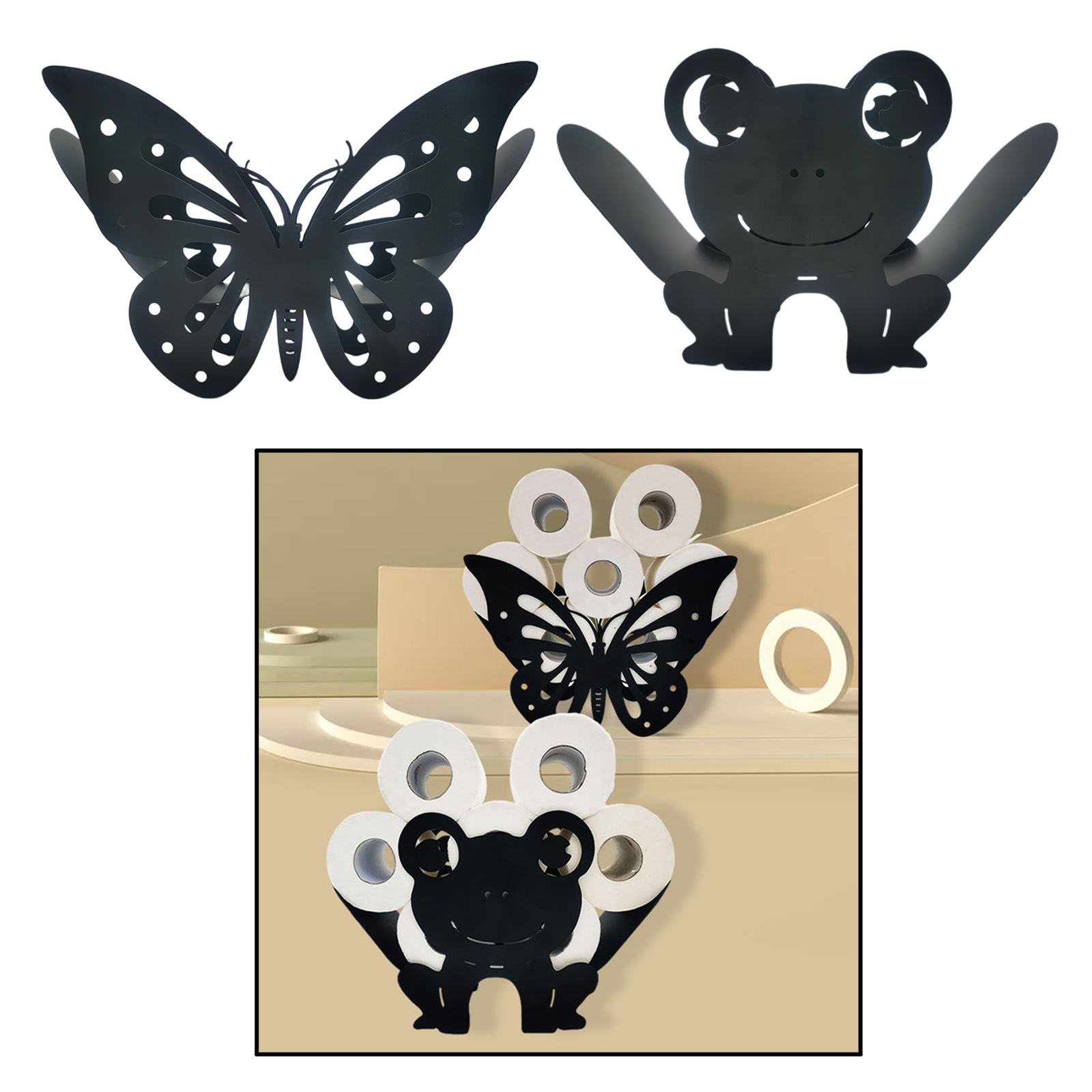 Novelty Black Animal Toilet Paper Roll Holder Toilet Tissue Stand Figure