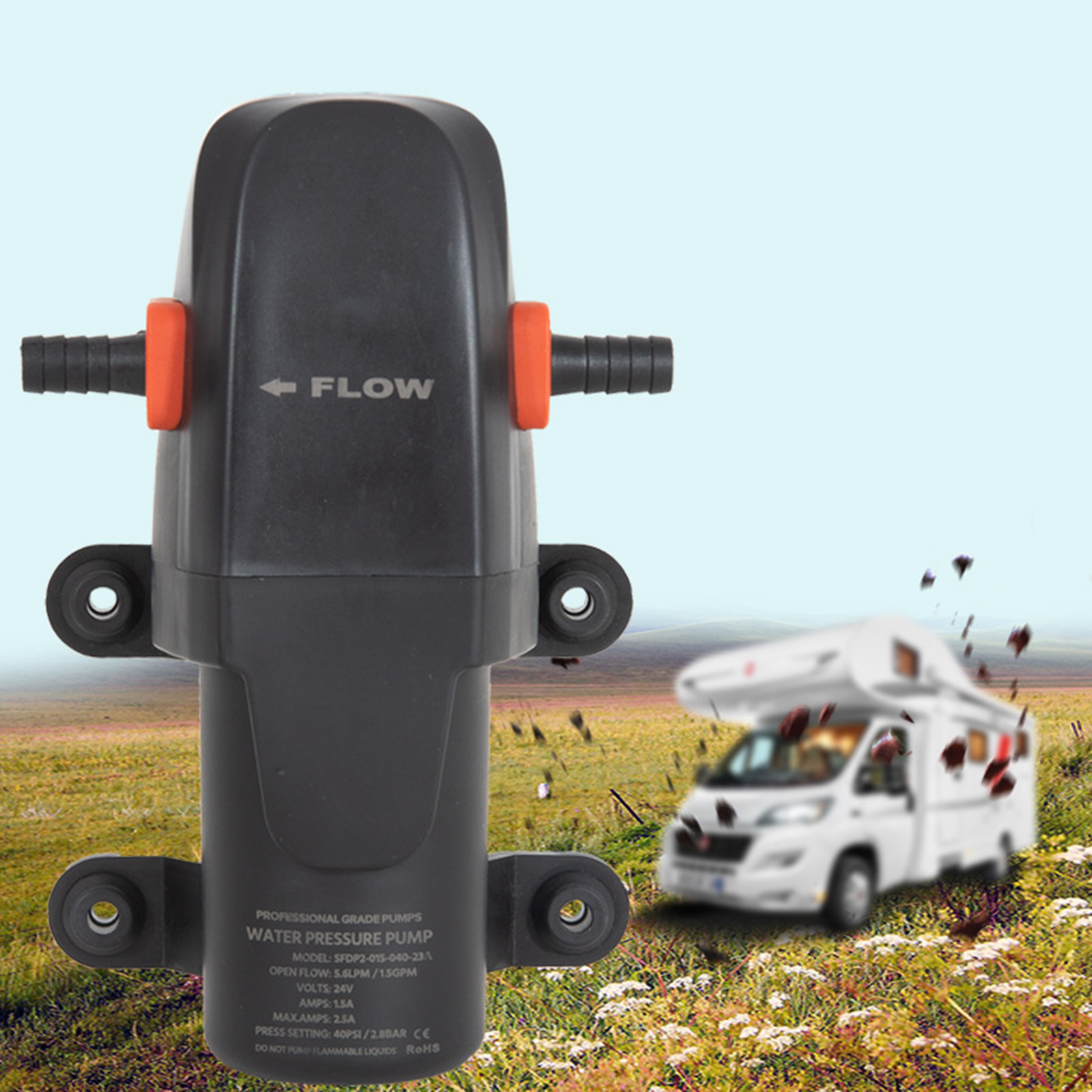 Water Diaphragm Pump, 1.5GPM 40PSI, Sprayer Pump with Pressure Switch, for RV Camper/Marine/Boat/Caravan High Performance