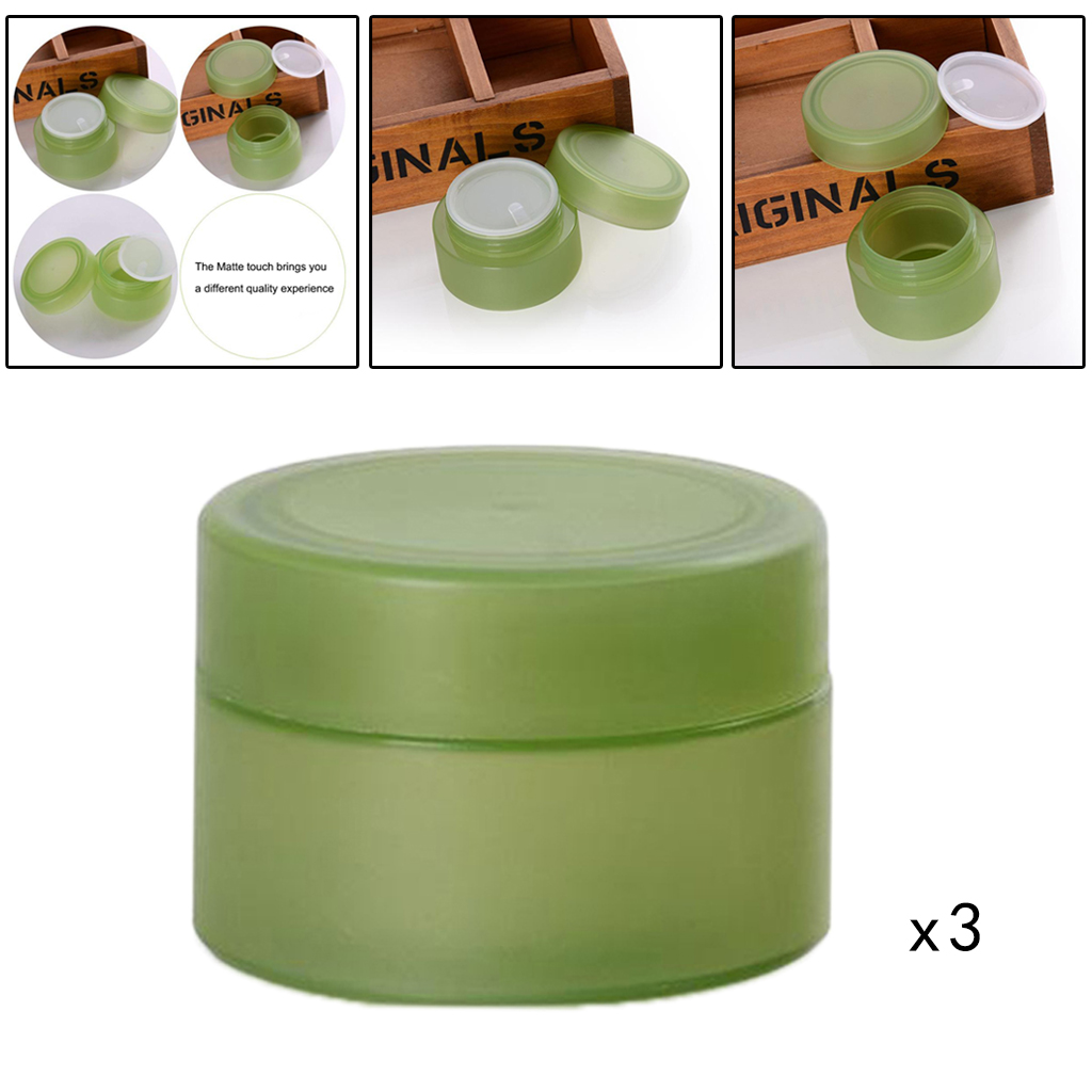 3 Pcs 50 Grams Small Refillable Plastic Containers Jars w/Inner Liners Travel Cosmetic Lotion Aloe Vera Creams Salves Storage