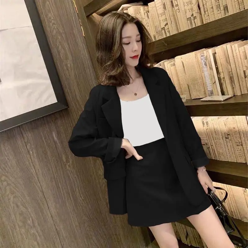 terno feminino jaqueta saia de duas peças terno outono elegante casaco midi saias definir feminino coreano moda profissional blazers conjunto