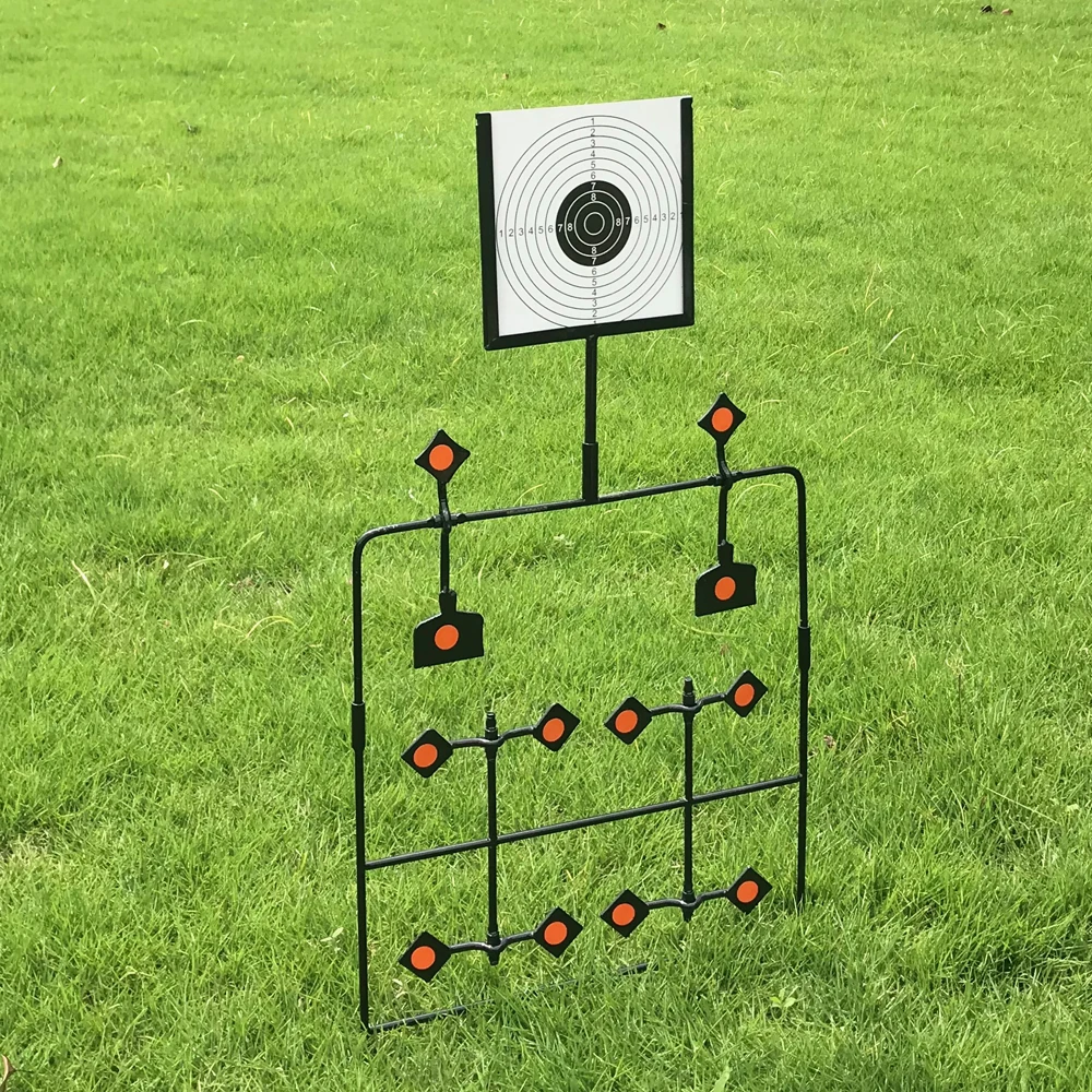 Shooting Target Auto Reset Spinning Target Stand with 20 Paper Targets Spinning Shooting Practice Shooting Target