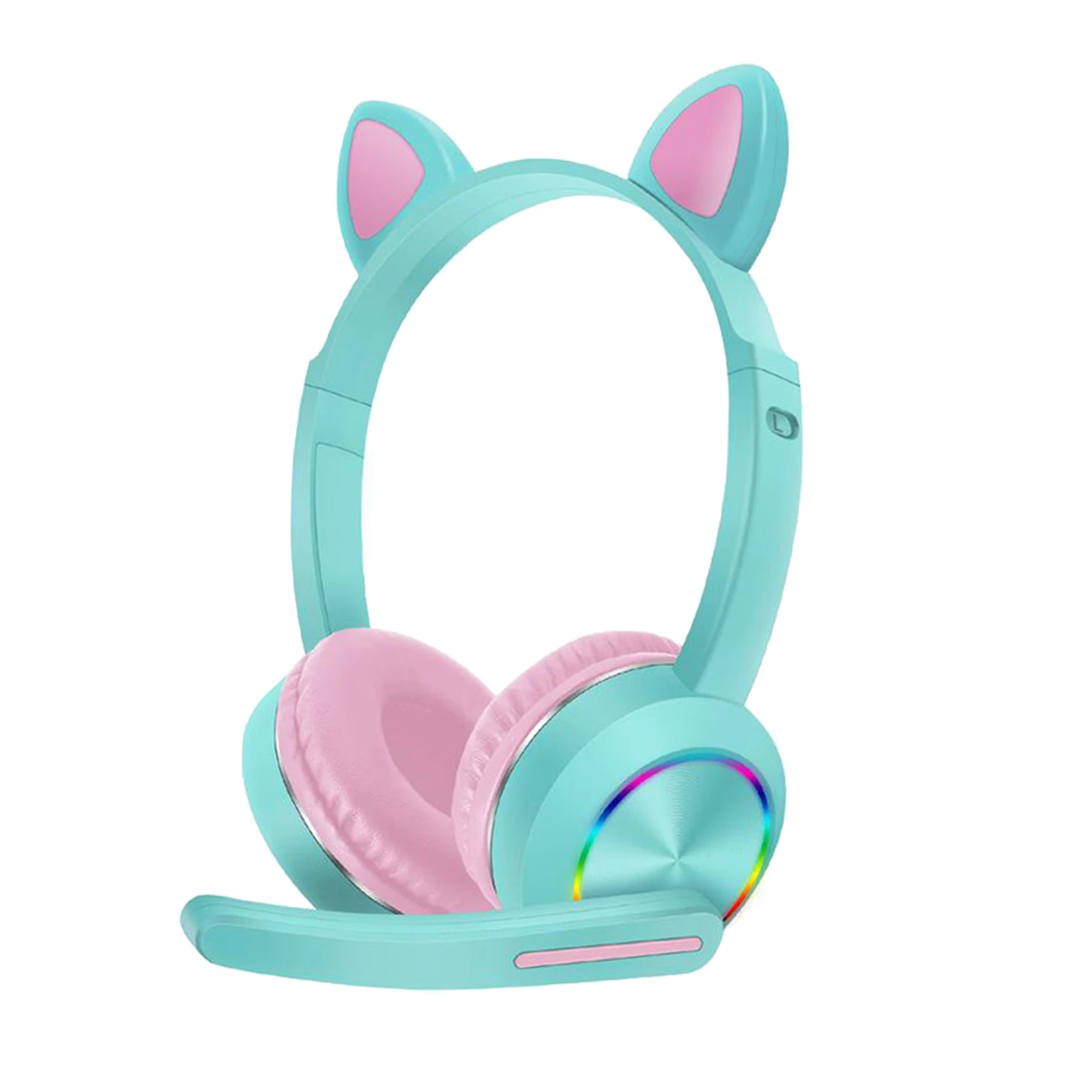 K23 Wireless Bluetooth Headphones Over-Ear Cat Ear Headset LED Light Earphones w/Microphone for Kids/Teen/Boys/Girls