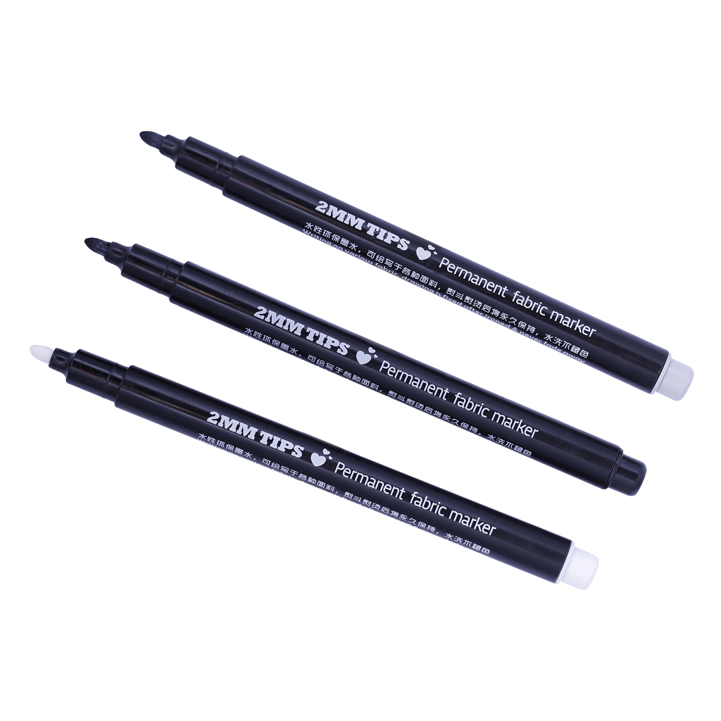 3Pcs/Set 2mm Fabric And T-Shirt Liner Permanent Fabric Maker Pens for Name Tags Label Garments Bag Textile Paint DIY