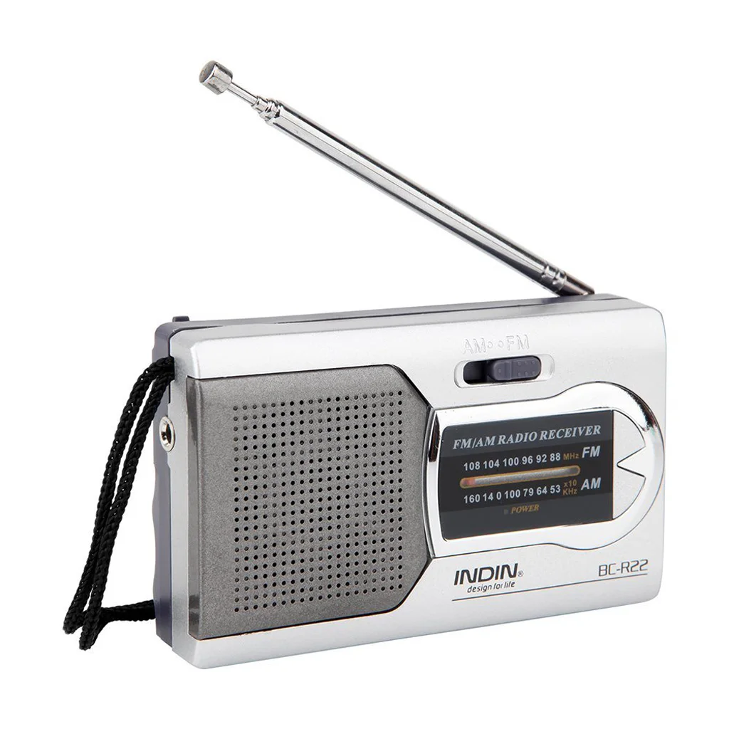 BC-R22 Portable Mini Am Fm Radio Stereo Loudspeaker Music Player Dual Band Receiver with Telescoping Antenna Pocker Size