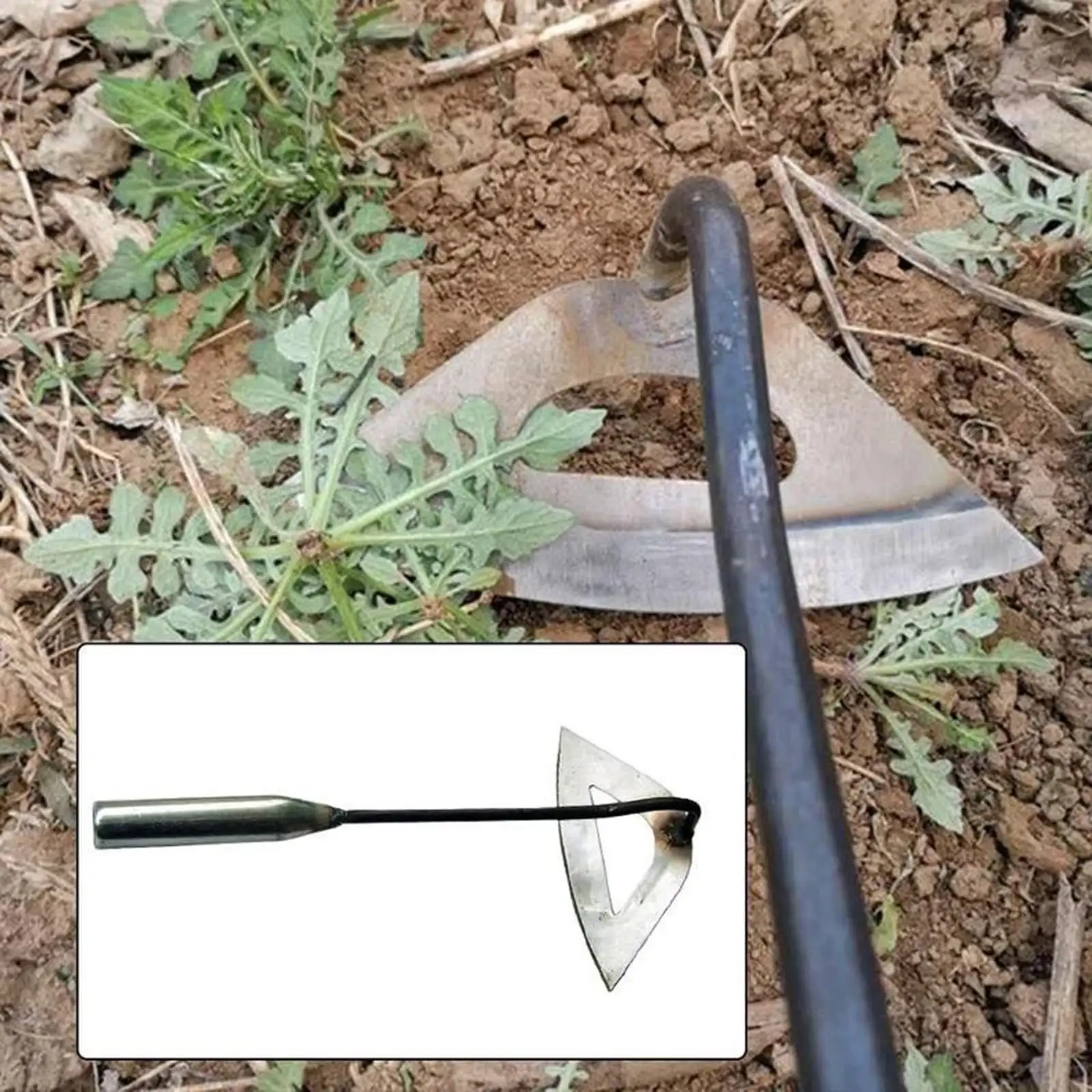 Mini Welded Garden Hoe Digger Carbon Steel Wood Handle Soil Loosening Tilling Weeding Sickle Digging Cultivating Cutting Grass