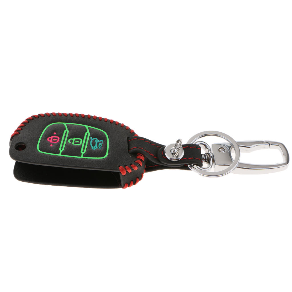 Authentic Leather Remote Smart Key Protector Bag with Key Chain for HYUNDAI 14 MISTRA,15 ELANTRA,15 SANTA,13-15ix35,15 ix25