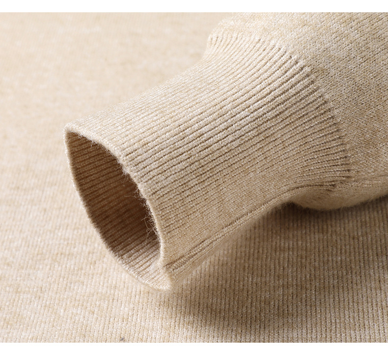 Description Picture 6 of itemAutumn and Winter Solid Color Casual Men's Sweater Long Sleeve Mock Neck Knitted Pullover