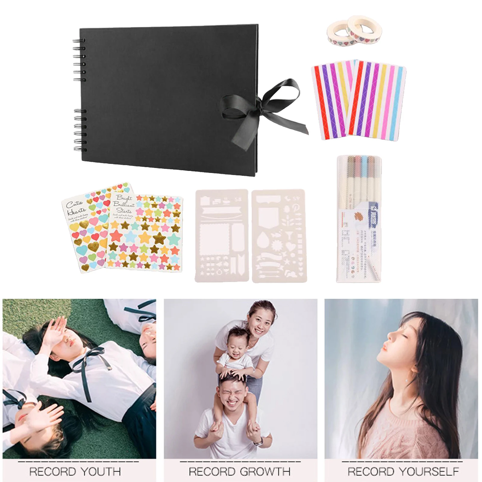 Scrapbook Photo Album DIY Kit, Baby Scrapbook Album,Wedding Guest Book,Anniversary Scrapbook, School Memory Book, Keepsake