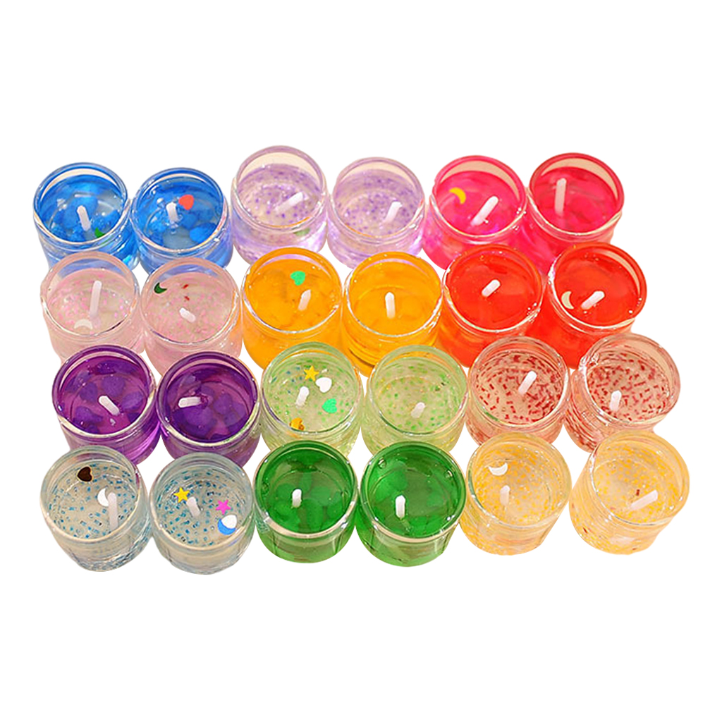 24x Jelly Candles Smokeless Romantic Wax Candles for Home Living Room Decor