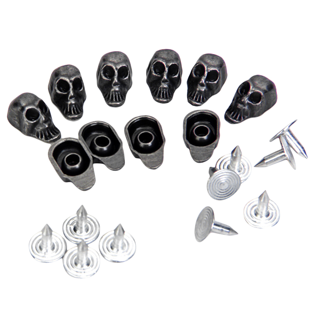 Skull Rivets Studs Antique Silver for Sewing 13 x 8mm Pack of 10 Sets