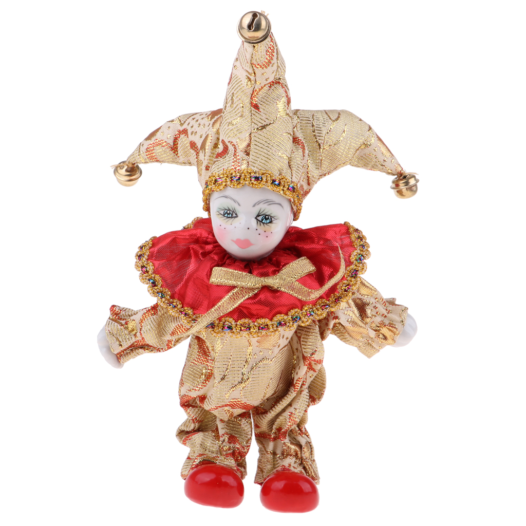 MagiDeal 6cm 16cm Pocerlain Triangle Doll Clown Doll Home Desk