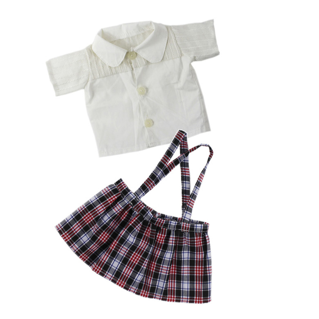 Stylish Short Sleeve T-shirt Suspender Skirt Dress Outfit for American Doll My Life Dolls Clothes Accessories
