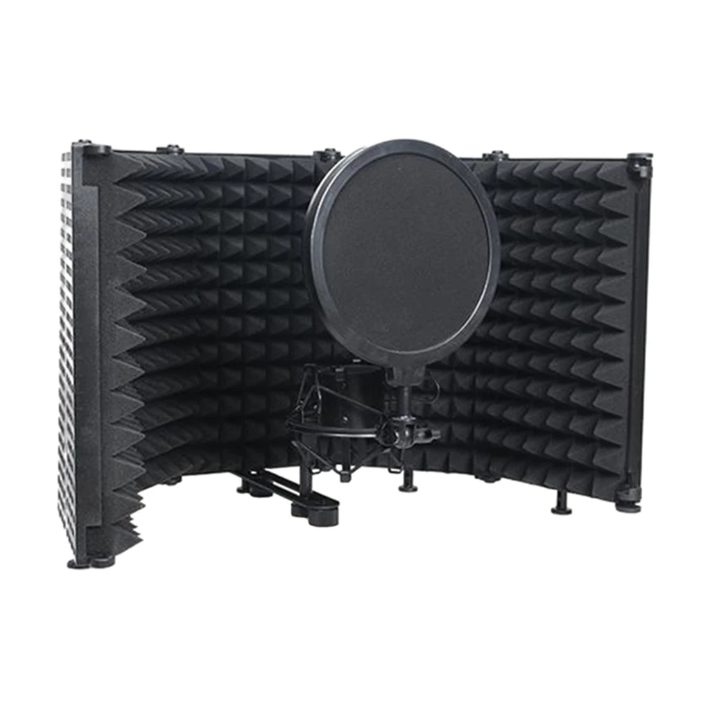 Aufnahme Studio Mikrofon Isolation Shield Faltbar Absorbierender Schaum Neu 