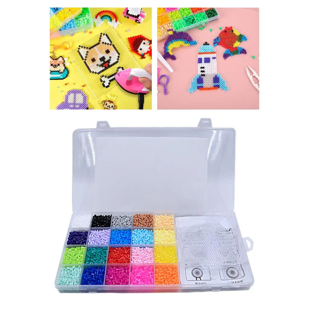 Hama Beads, Handmade Craft Puzzles Toys with Box Fuse Beads Craft Kit Pixel Art Bead for Kids