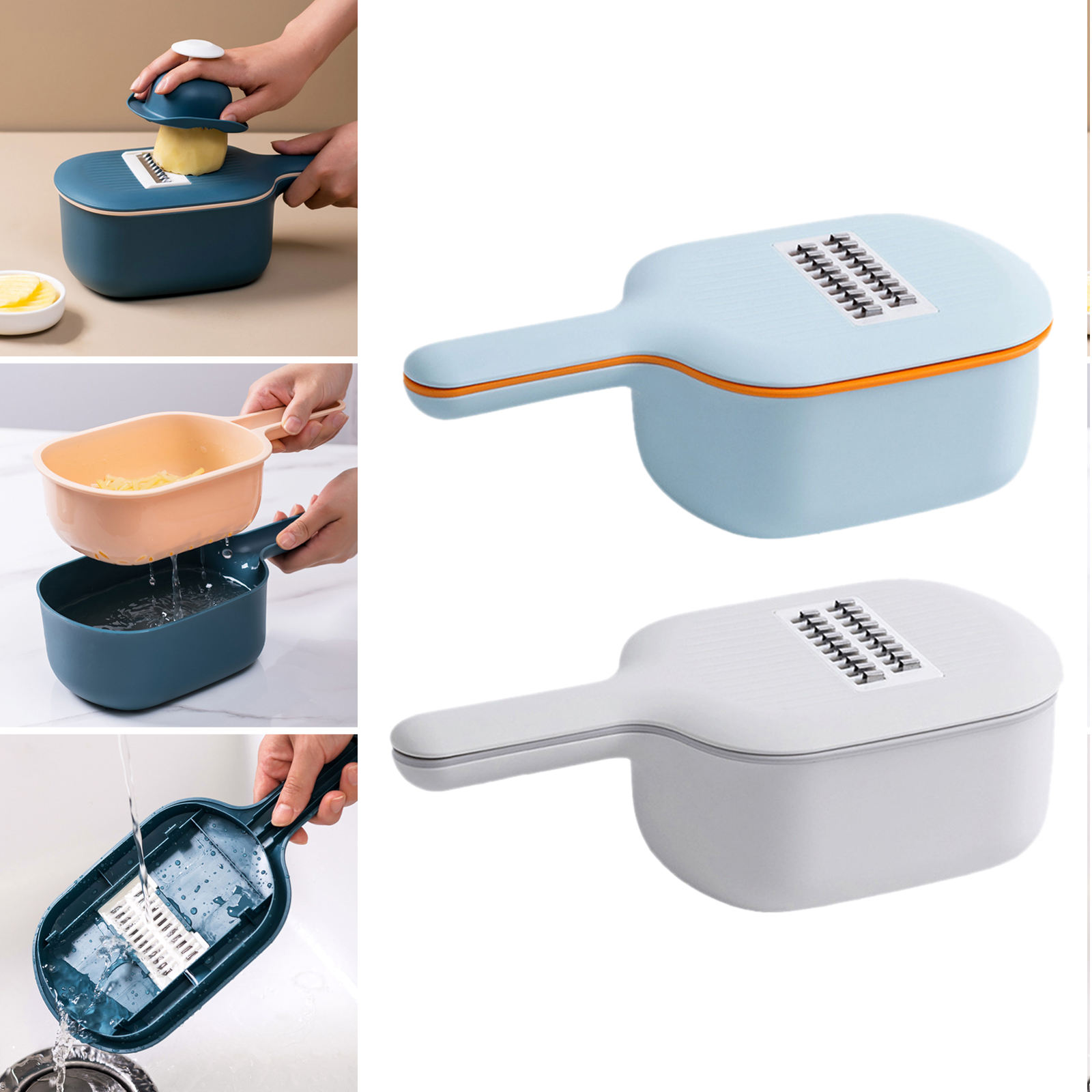 Multifunctional Vegetable Slicer Grater Veggie Dicers Food Choppers Cutter with 4 Blades Storage Container Onions Supplies