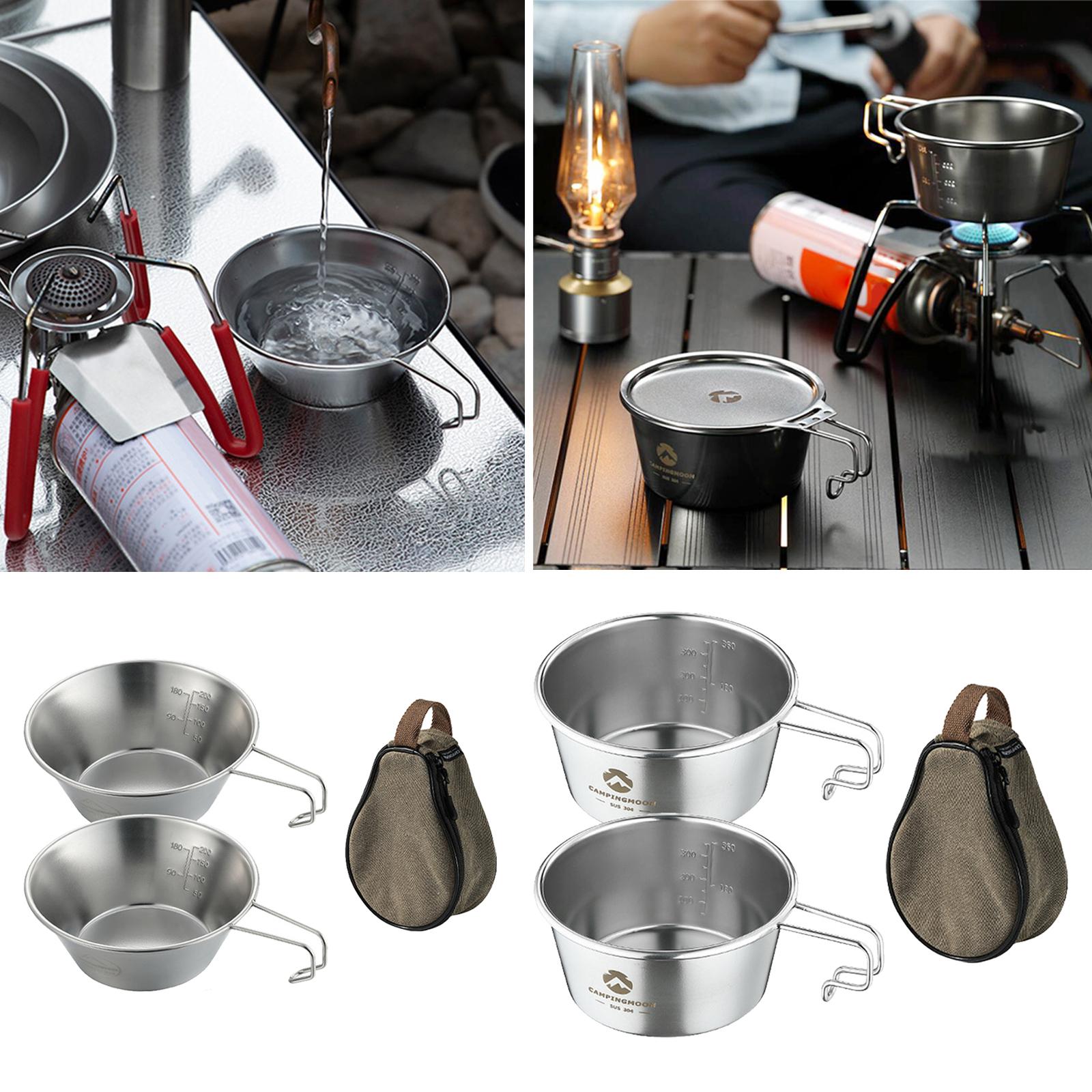 2Pcs Camping Bowls Kitchen Utensils with Storage Bag, Outdoor Dinnerware Adventure Camp Picnic Dishes Mix Pan for Snacks