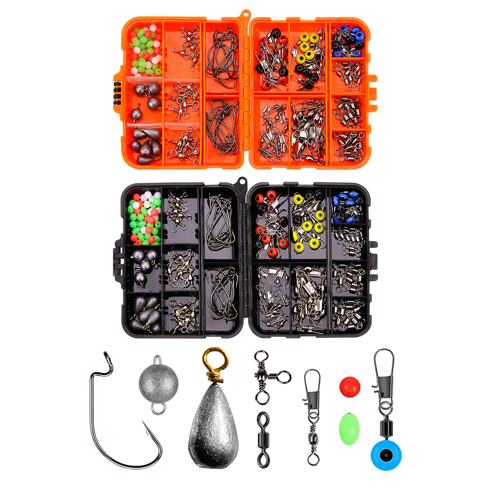 165x Carp Fishing Tackles Lead Sinker Stop Beads Barrel Triple Hooks Barrel