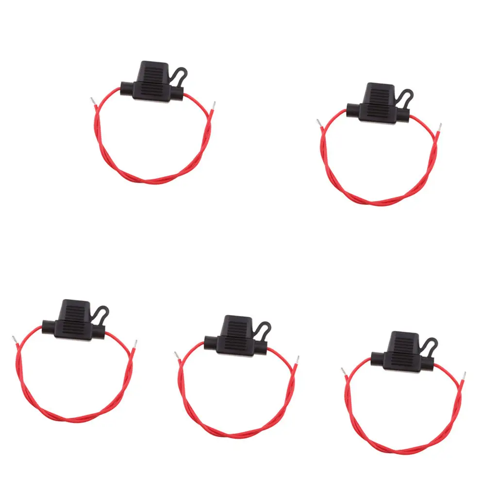 5 Pcs/Set Car Blade Fuse Holders With Wire Car Fuses 18 AWG ATM/APM Blade Inline Fuse Holder For Car Boat Truck RV Etc