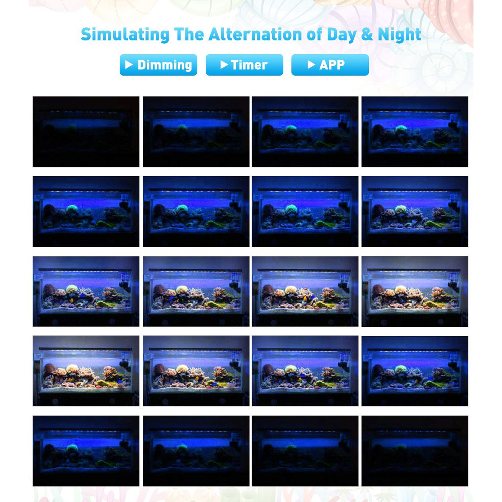 iluminação regulável para tanque de peixes água doce & água salgada xh8z