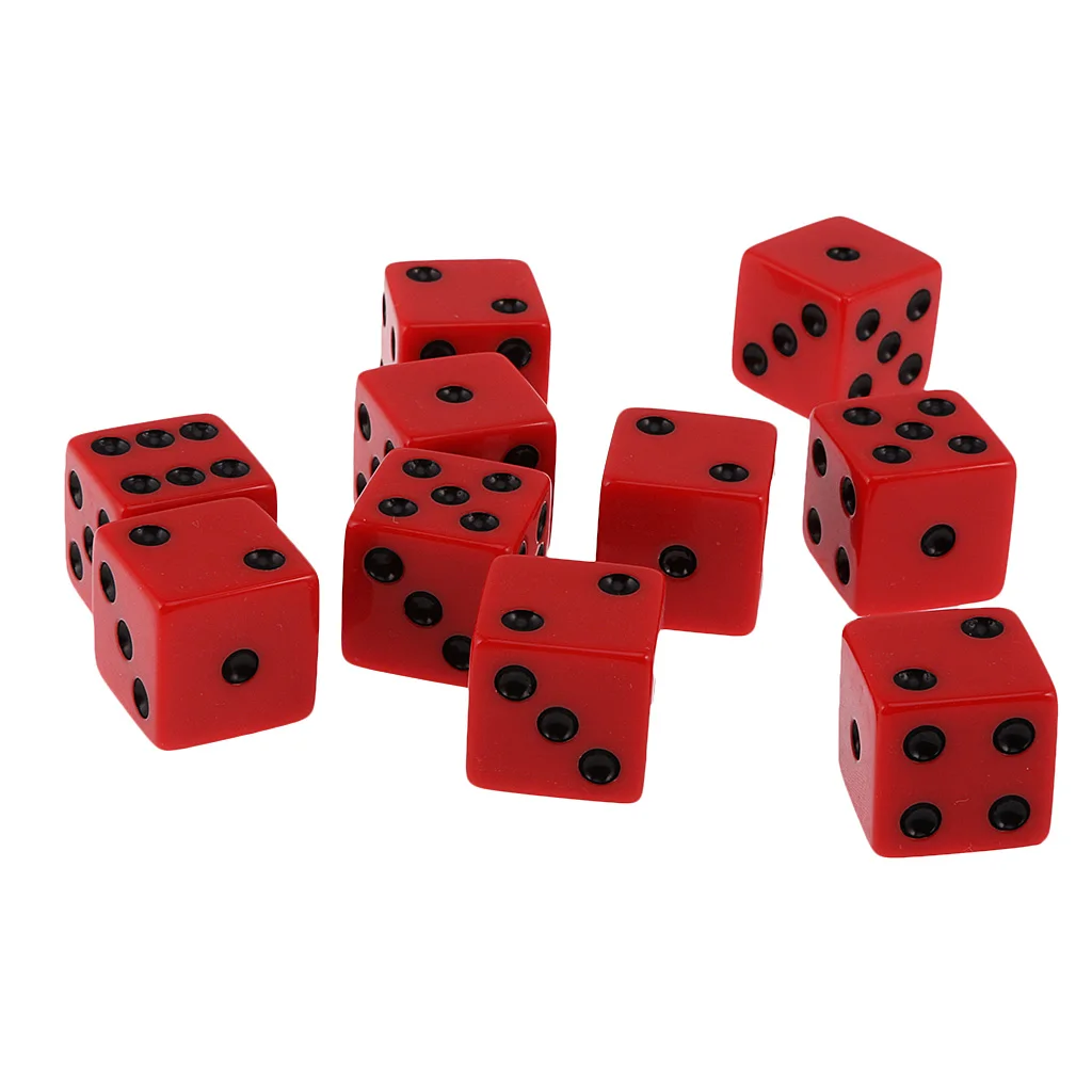 Acrylic Pack of 10pcs 18mm Six Sided D6 Spot Dice for D&D RPG Board Game Party Casino Fun Family Pub Game Gift