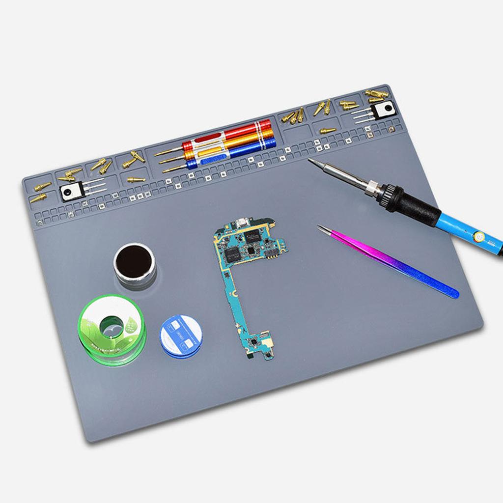 Silicone Soldering Mat Solder Pad Magnetic Mat Screw Position Soldering Work Station Mat Computer Repair Heat-Resistant Pad