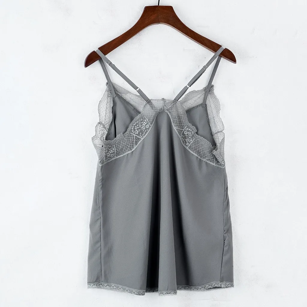 nude camisole Summer Women Tank Top Sexy Sleeveless Silk Satin Camisole Strappy Vest Top Ladies Lace Stitching Camisole Blouse Streetwear ladies bra