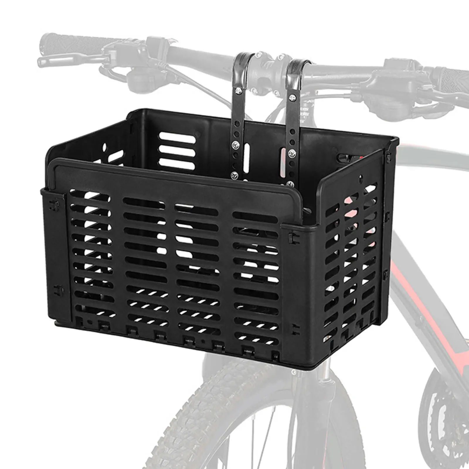 1Pc Folding Metal Basket Universal Mountain Road Folding Bicycle Front Basket Hanging Hooks Mounted Rear Cargo Pannier Pack