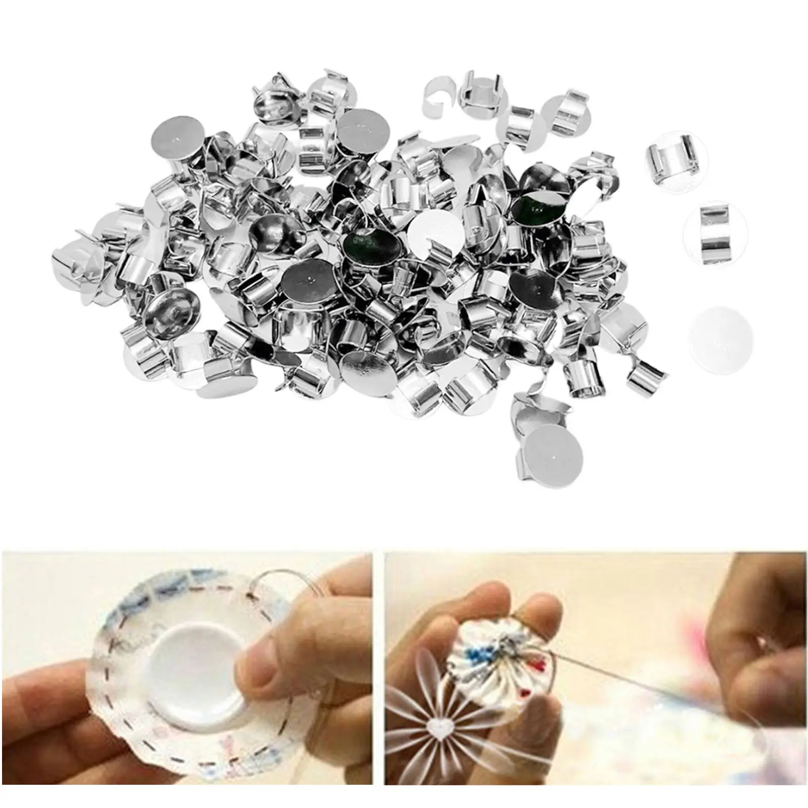 100 Pieces Hair Clip Base DIY Craft Mental Silver Buckle for Elastic Band Rope Wristband Hair Ring Findings Accessories Women