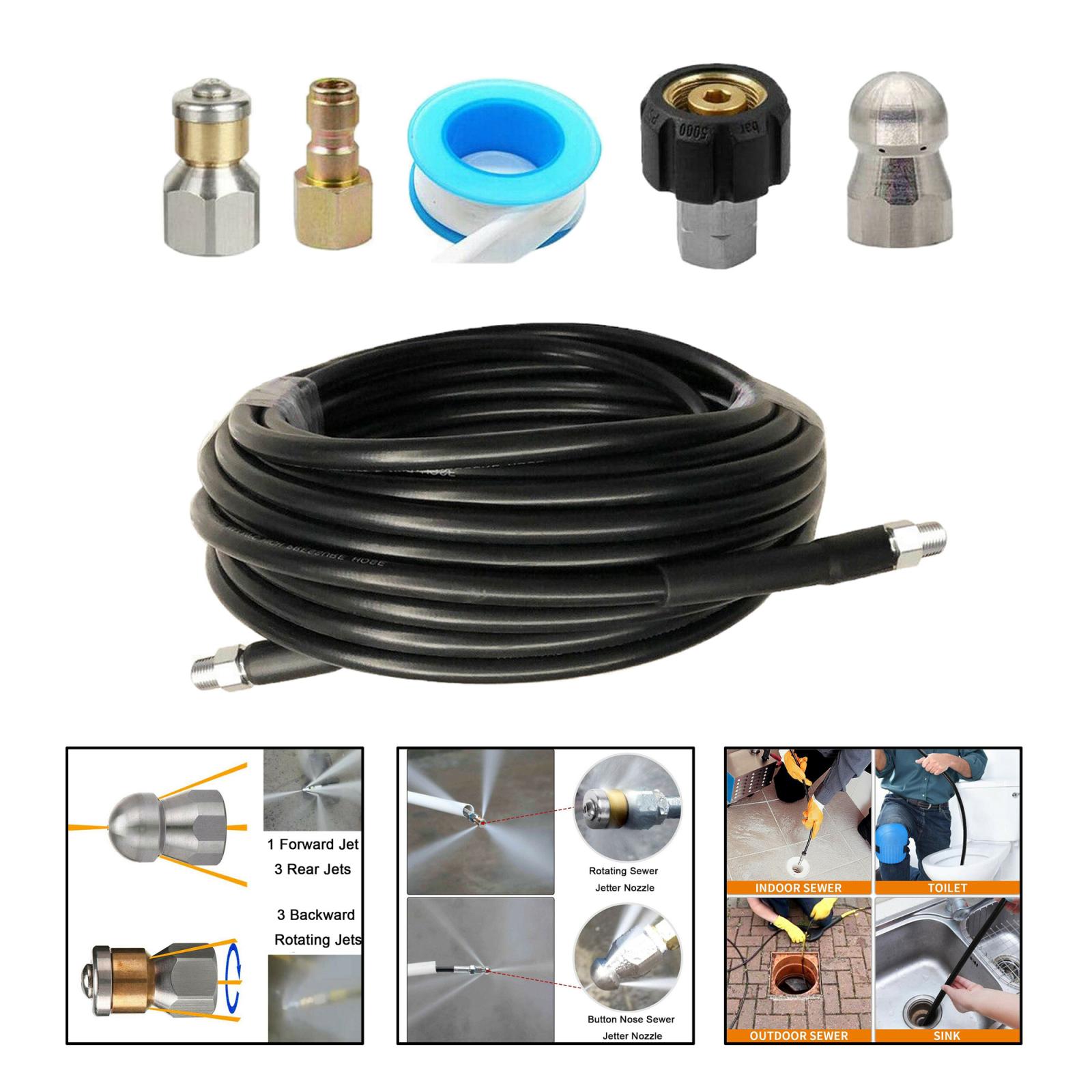 Sewer Jetter Kit for Pressure Washer, Rotating Sewer Jetter Nozzle Orifice 4.5 &