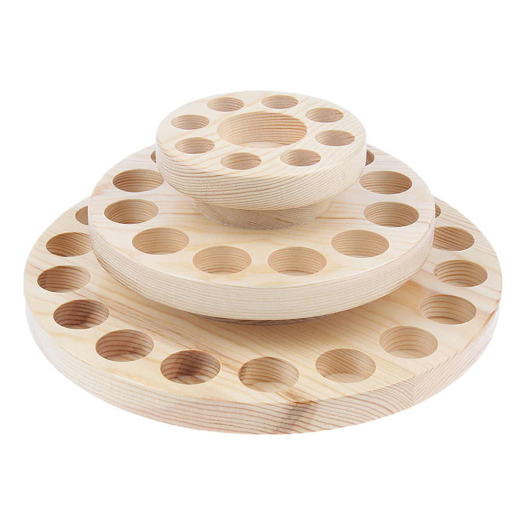 3 Layers Wood Essential Oil Display Stand Rotating Cosmetic Organizer Rack