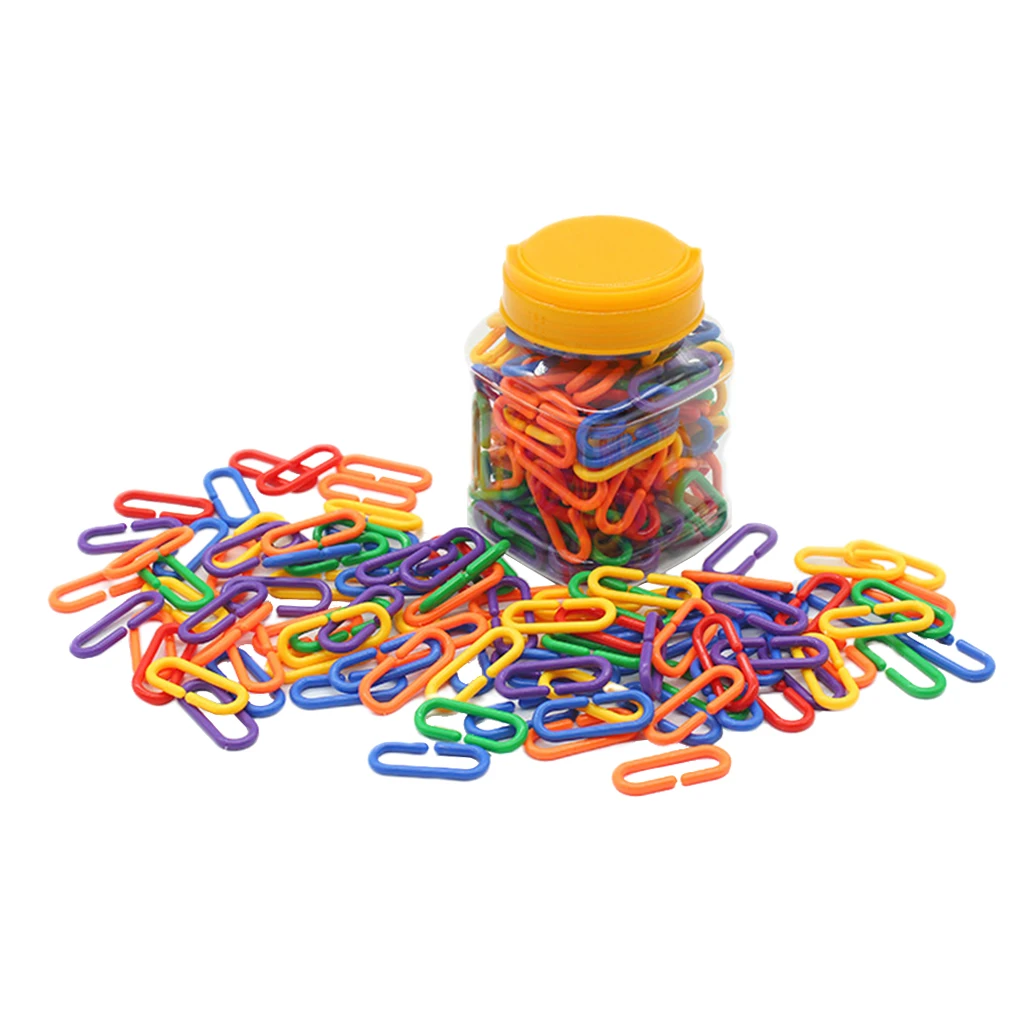 150 Pieces Plastic Clips Hook Chain Link Learning Resource Different Colored Links