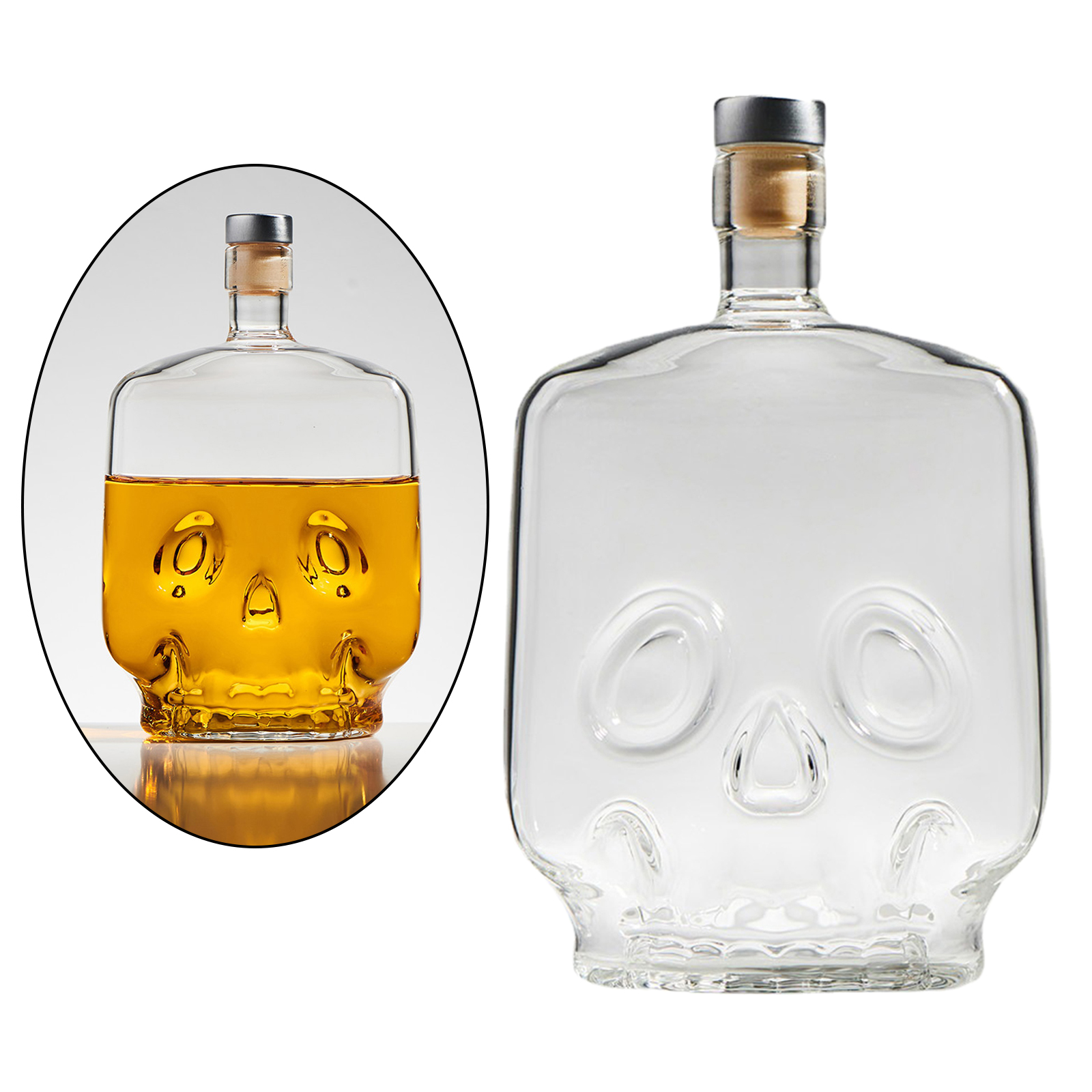 Glass Decanter Clear Skull Liquor Decanter Creative with Stopper Home Office Bar Halloween Party Decor