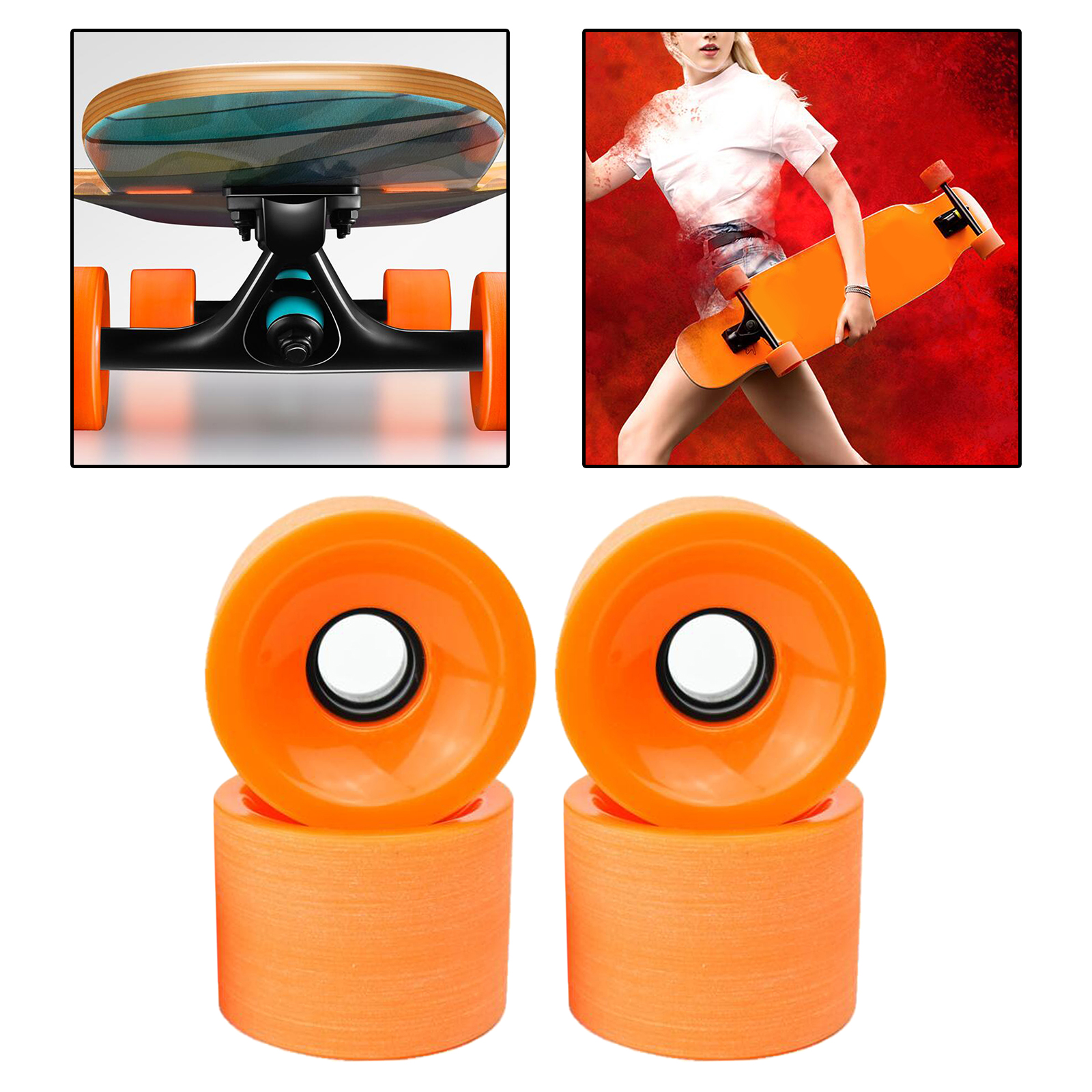 4 Pack 70mm Longboard PU Wheels Replacement Skateboard 78A Hardness Wheel Cruising Wheel Outer Cover