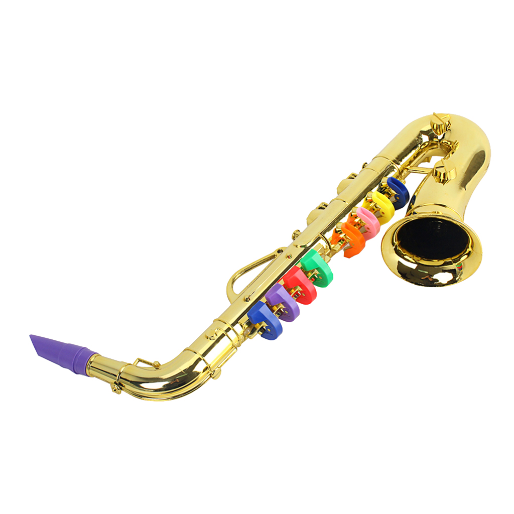 Golden Saxophone Play Prop 8 Colored Notes Music Instrument Teaching Toys
