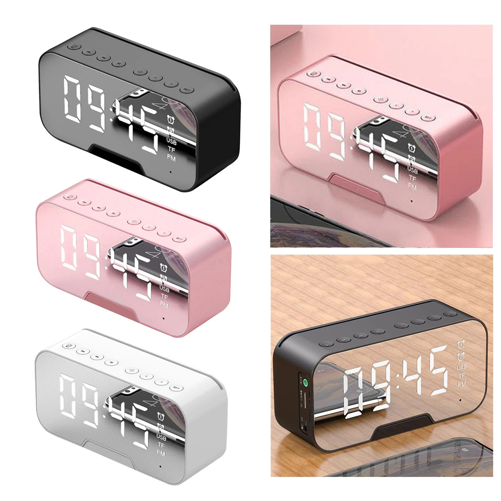 Digital Alarm Clock, Electronic LED Time Display, Alarm Settings, Temperature Detect, Electric Clocks for Bedroom, Bedside