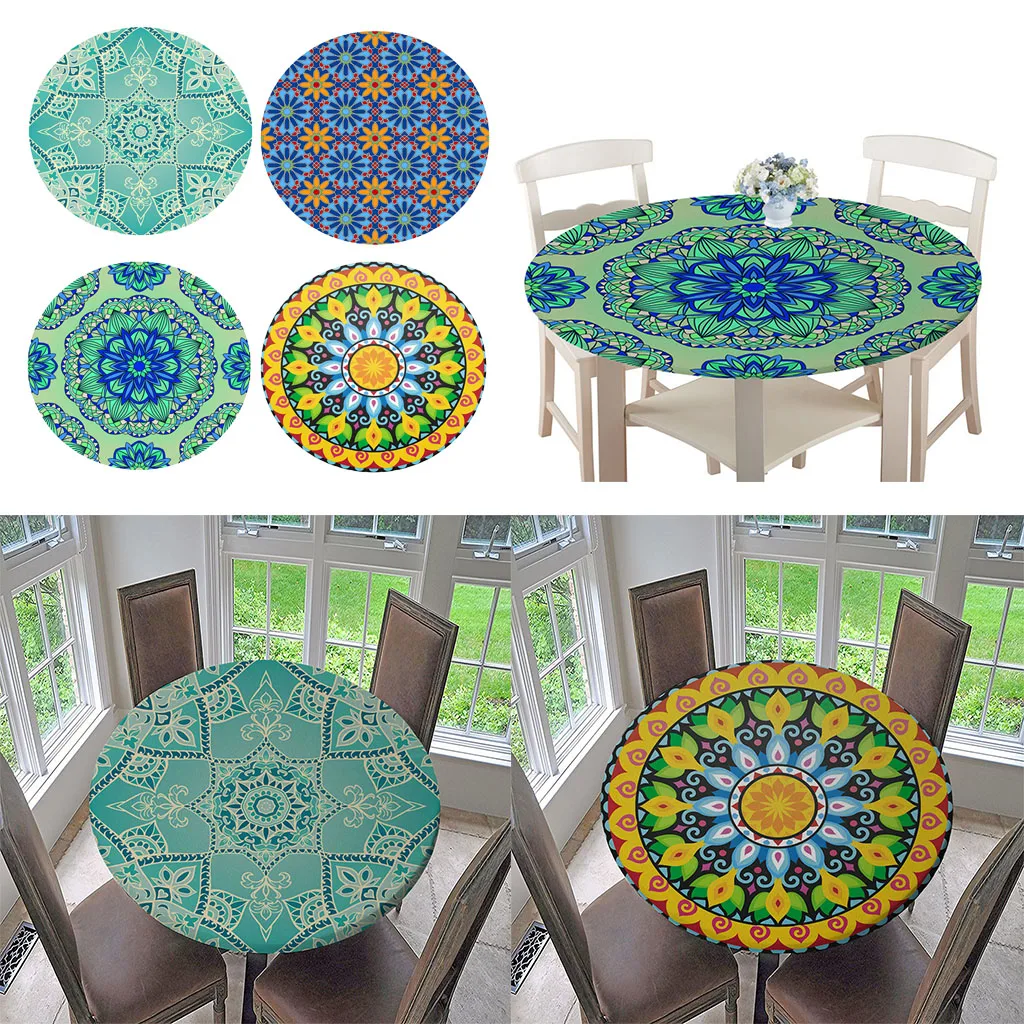 Digital Printed Polyester Table Cloth Polyester Round Tablecloth 120cm Dia