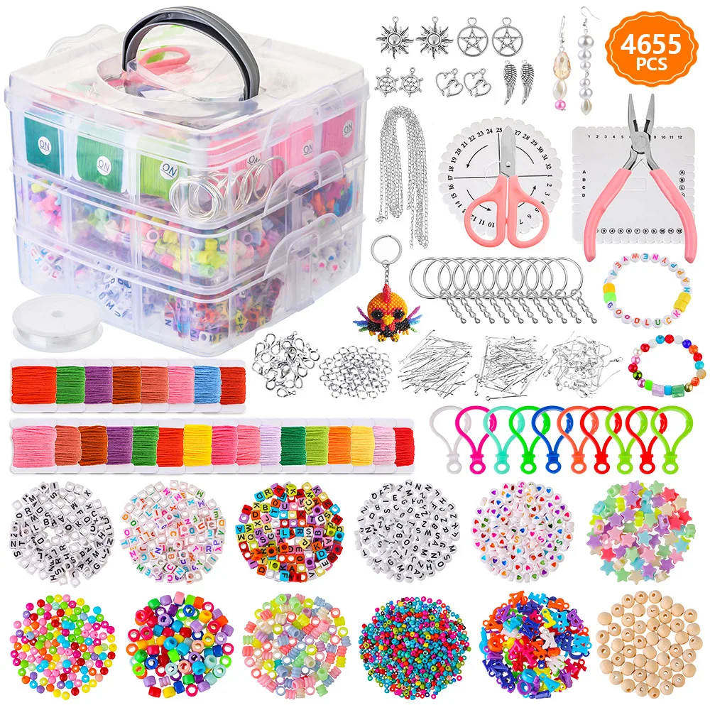 Jewelry Making Supplies Kit 4655Pcs DIY with Instructions for Girls Kids for Earrings Making and Repairing