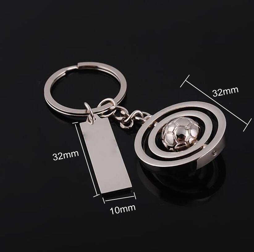 Custom Logo Phone Number Name Keyring World Cup Design Silver Sports Football Golf Keychain Mini Rotate Ball Dangle  Key Chains