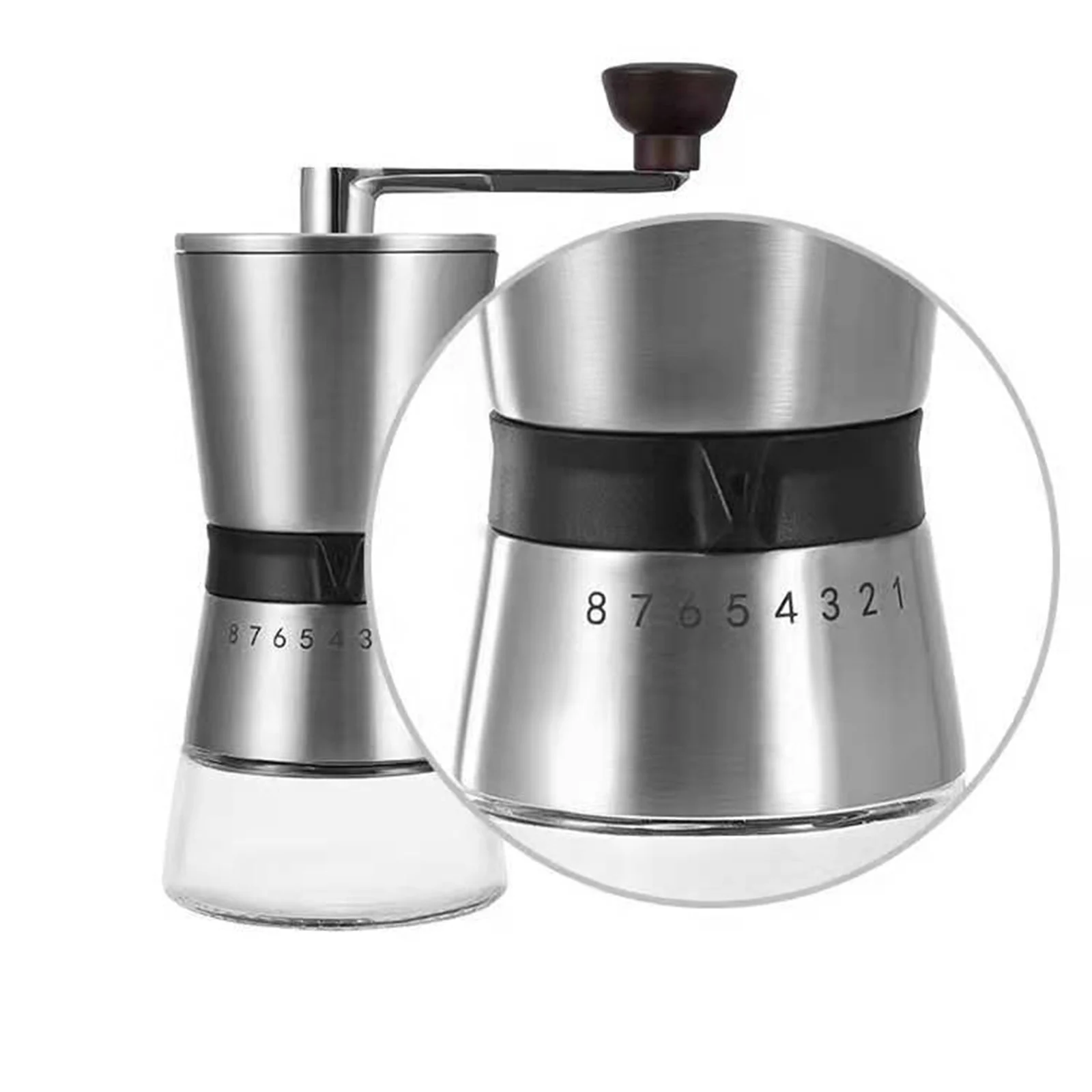 Durable Manual Coffee Grinder with Adjustable 8 Setting Hand Mill Coffee Grinder for Press Camping Turkish Brew Espresso