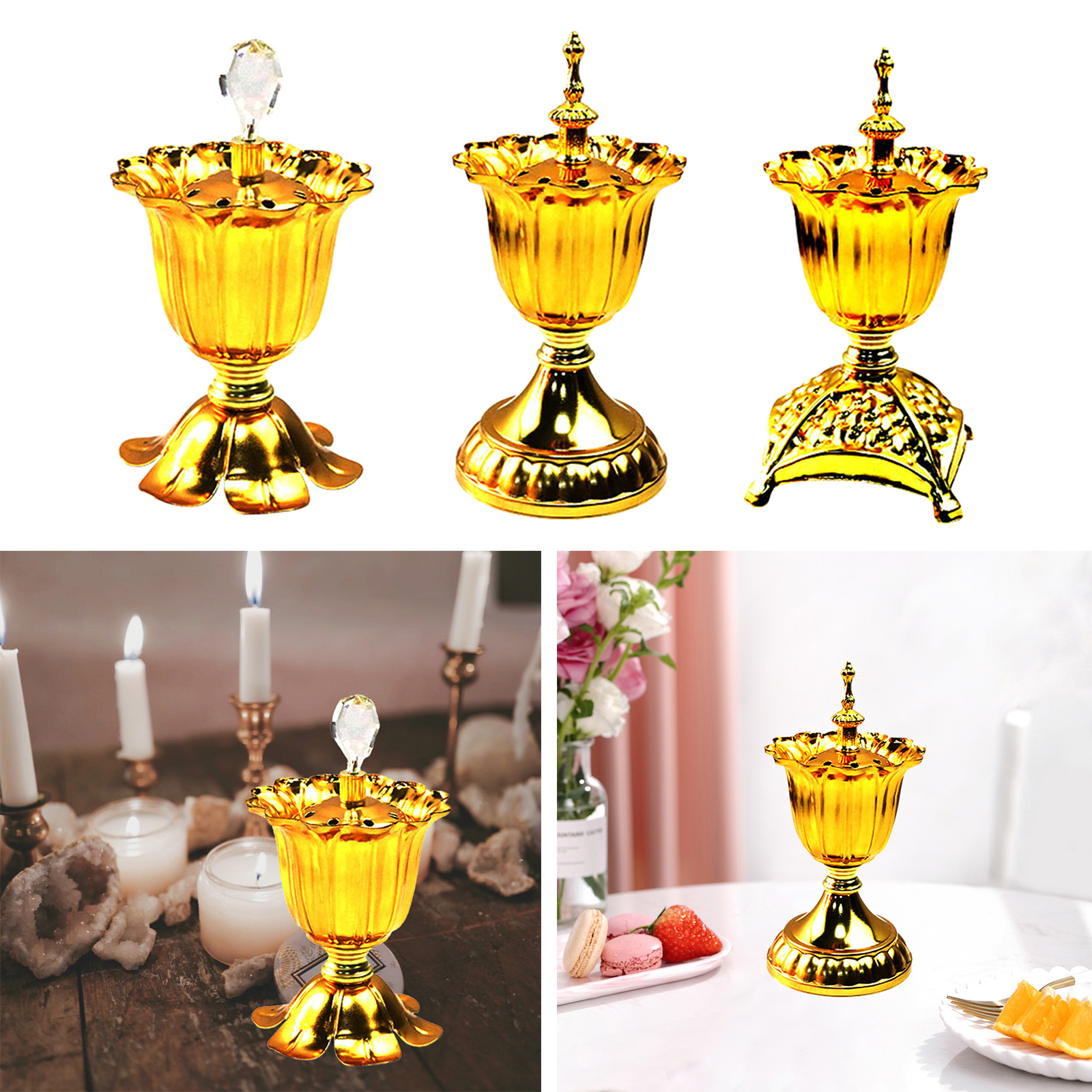Incense Burner Decoration Flower Shape Censer Holder for Office Tea House Bedroom Buddhism Housewarming